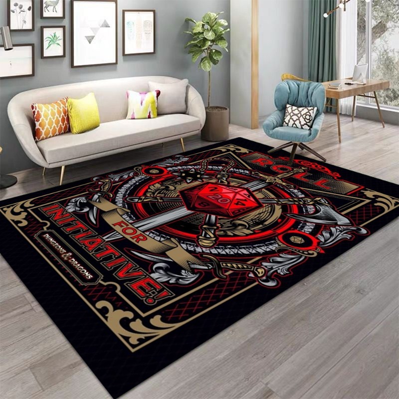 Retro Gaming Rug - Dungeons & Dragons Kostki Miecze Vintage