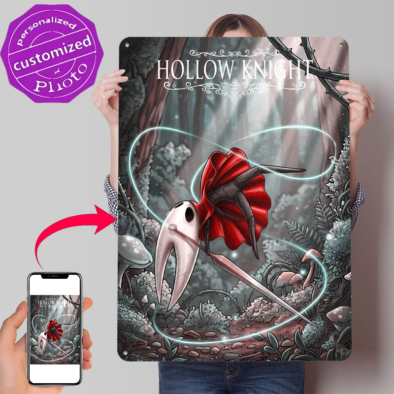 Retro Knight Gaming - Metalowy plakat z grafiką Hollow Knight