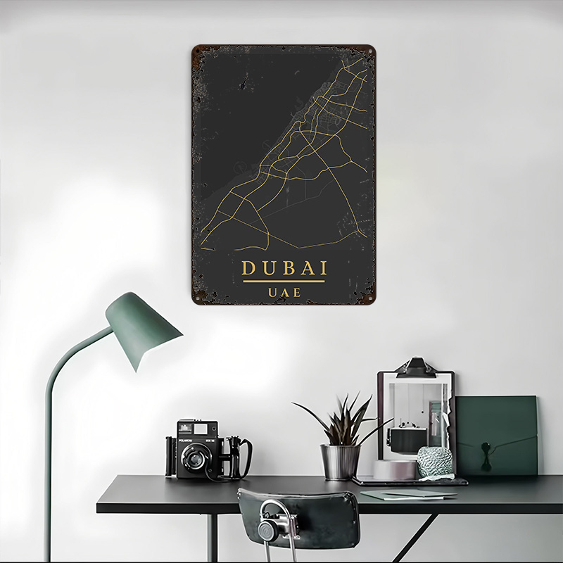 Mapa Dubaju ZEA, plakat z nadr – Retro Gaming Desk recenzja i cena